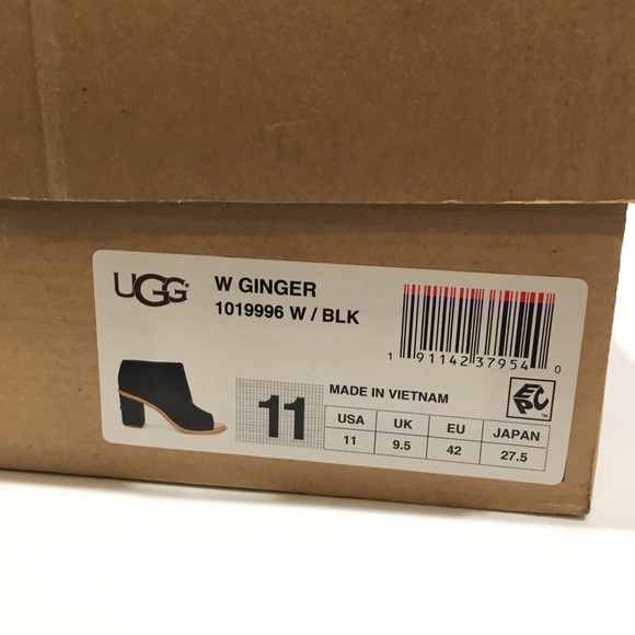 UGG Ginger Open-Toe Ankle Boots -Black Suede -Women’s US 11 -NEW - Picture 8 of 8